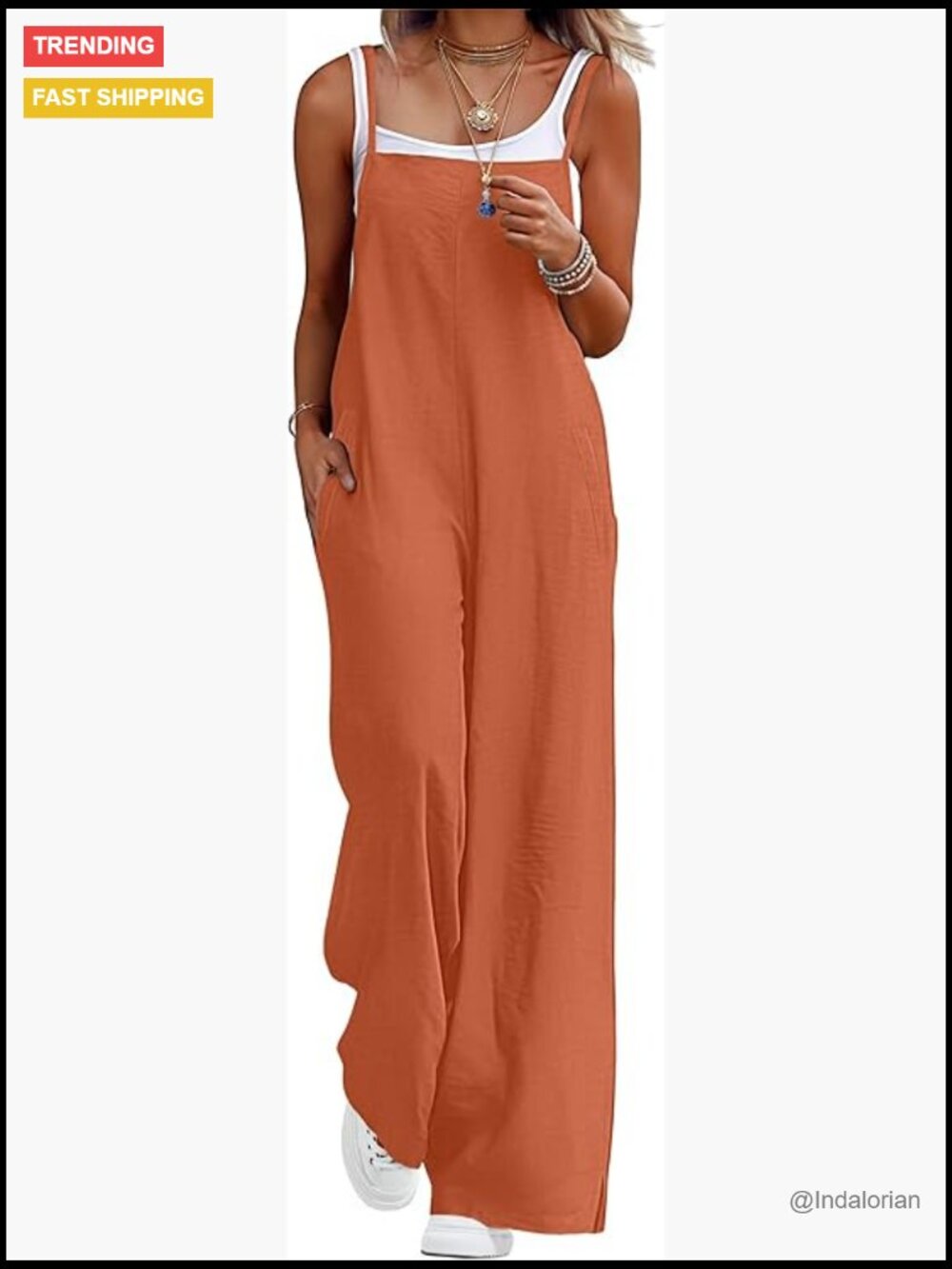 Sleeveless Wide Leg Overalls with Pockets